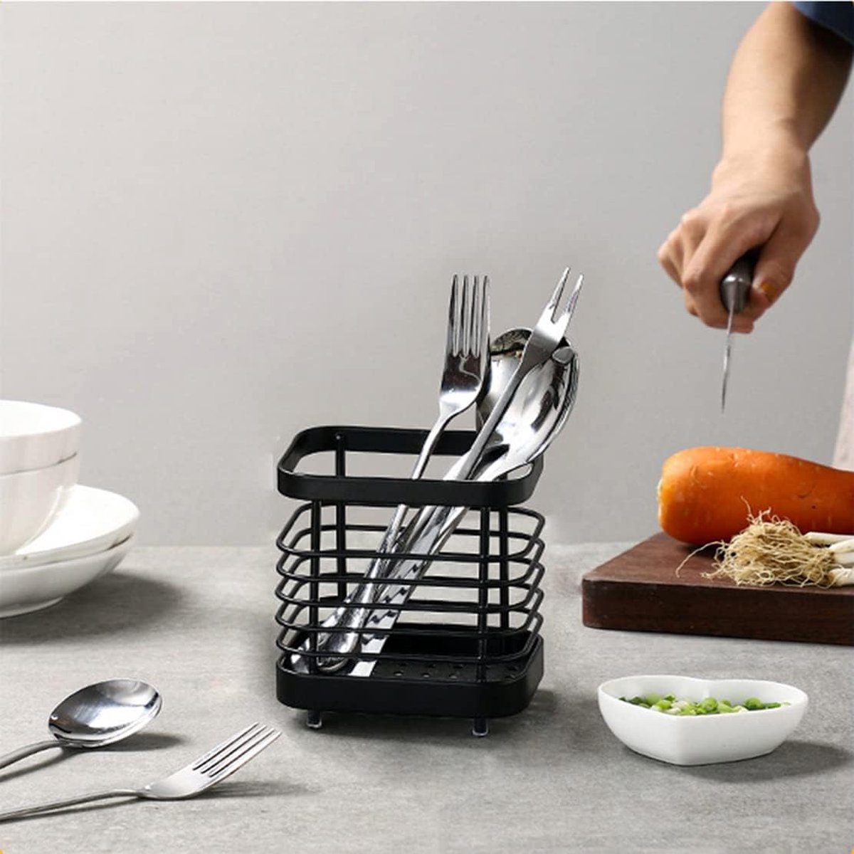 HOMURY Porte-ustensiles de cuisine en acier inoxydable