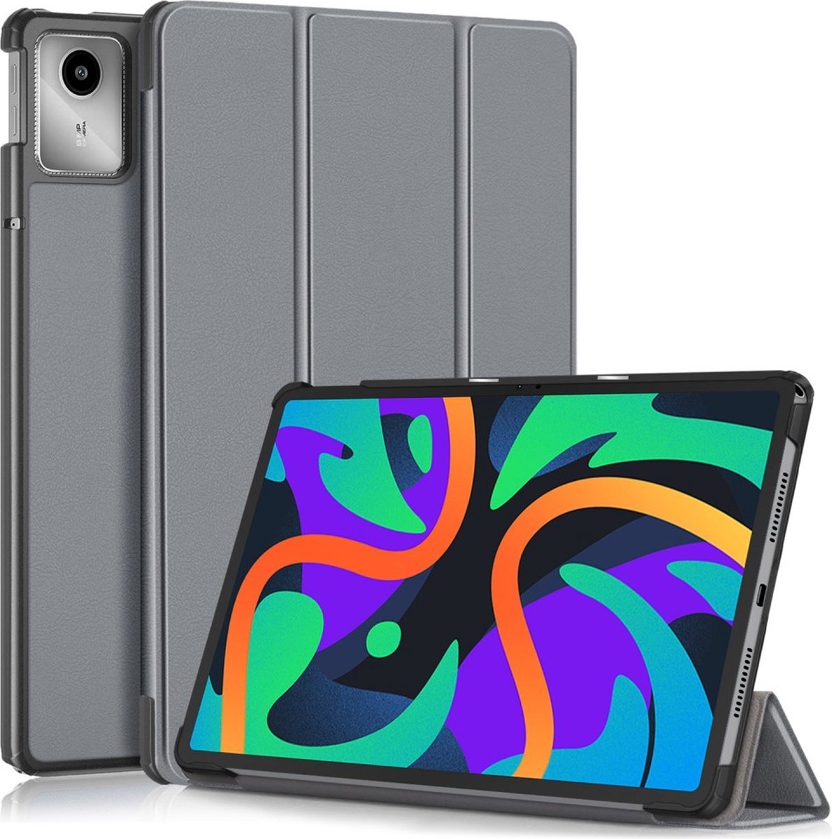 Tablethoes geschikt voor Lenovo Tab M11 Hoesje - Tri-Fold Book Case met Wake/Sleep - Grijs