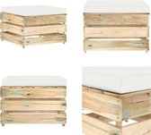 vidaXL Hocker sectioneel met kussen groen geïmpregneerd hout - Hocker - Hockers - Poef - Poefs