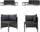 vidaXL 5-delige Loungeset met kussens poly rattan grijs - Tuinstoel - Tuinstoelen - Loungestoel - Loungestoelen