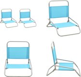 vidaXL Strandstoelen 2 st inklapbaar stof turquoise - Campingstoel - Campingstoelen - Kampeerstoel - Kampeerstoelen