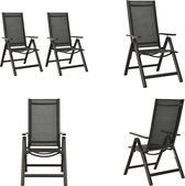 vidaXL Chaises de jardin 2 pcs Pliantes Textilène Aluminium Noir - Chaise empilable - Chaises empilables - Chaise - Chaises