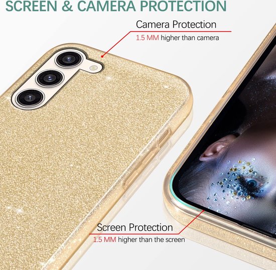 Casemania Coque pour Samsung Galaxy S24 Or - Glitter Back Cover