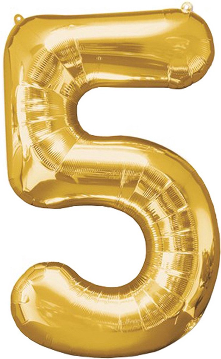 LUQ - Cijfer Ballonnen - Cijfer Ballon 4 Jaar Goud XL Groot - Helium Verjaardag Versiering Feestversiering Folieballon