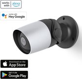 Hama Wi-Fi Bewakingscamera voor Buiten - Camerabewaking met bewegingsmelder, nachtzicht en intercomfunctie - Full HD 1080p - Micro SD-kaart tot 128GB - Hama Smart Solution App en Spraakbesturing - Zilver/Zwart