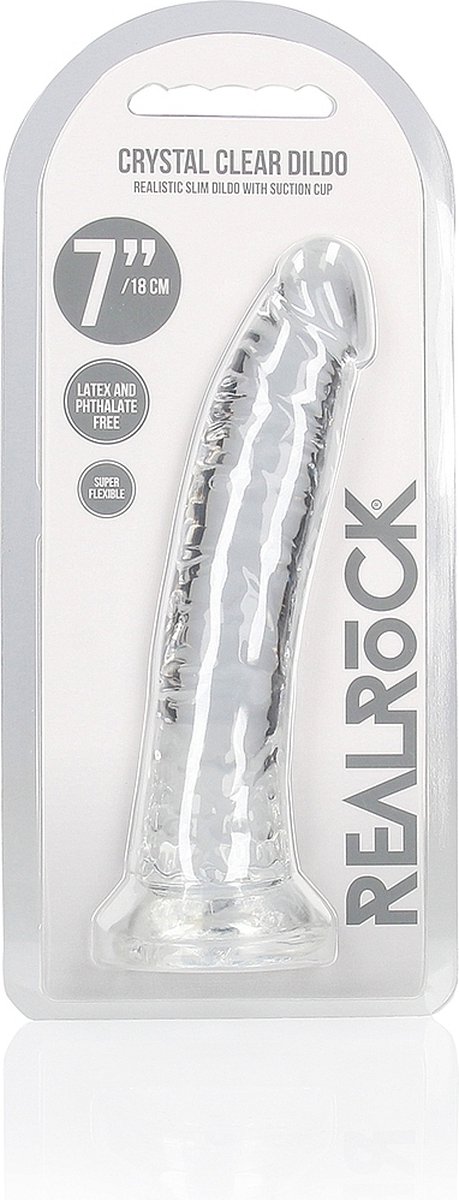 REALROCK - 7 INCH - dildo - met zuignap - transparant - ribbels