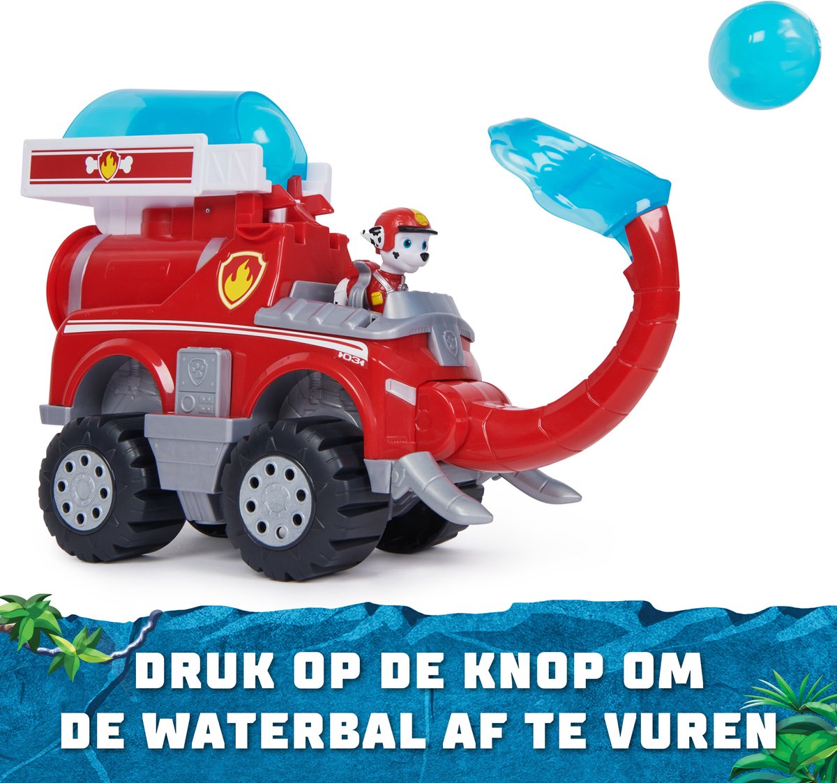 PAW Patrol Jungle Pups - Marshall's Olifant-brandweerwagen met projectielwerper - speelgoedauto met speelfiguur — cadeau in Spellen & Speelgoed - foto 7