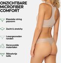 Onzichtbare microfiber comfort string. Zacht, stretchy, lasergesneden randen, gerecyclede materialen, naadloze taille.