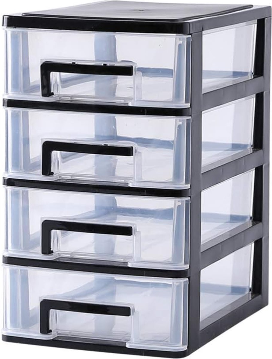 Plastic opbergladen, doorzichtige bureaulade, opbergkast, opbergkoffer, opbergbox en meerlaagse kleinigheidshouder voor kantoor.