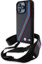 iPhone 15 Pro Max Backcase hoesje - BMW - Effen Zwart - Kunstleer