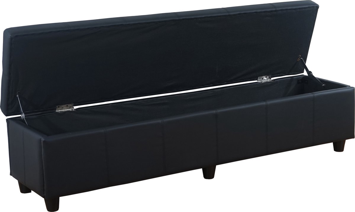 Cosmo Casa Opbergkist - XXL Bank - Imitatieleer - 180x45x45cm - Mat Zwart