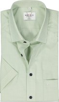 MARVELIS modern fit overhemd - korte mouw - popeline - lichtgroen met wit geruit - Strijkvrij - Boordmaat: 42