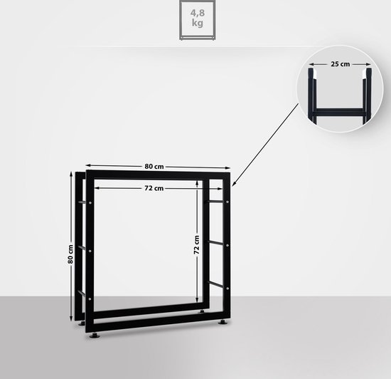 Clp Keri V2 Support à Bois - Zwart - Zwart 25x80x80 cm