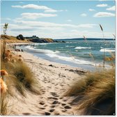 Tuin poster Strand - Duinen - Helmgras - Zee - Zand - 200x200 cm - Tuindoek - Buitenposter