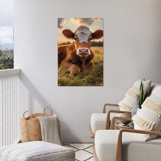 Affiche de jardin vache - Animaux de Décoration de jardin - 60x90 cm - Décoration murale pour l'extérieur - Décoration de clôture - Affiche extérieure vaches - Toile de clôture - Toiles de jardin - Toile de Jardin - Affiche de balcon