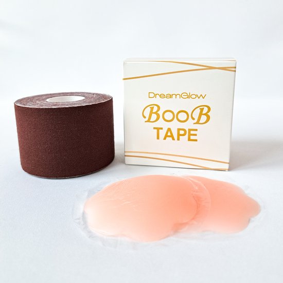 DreamGlow Boob Tape 5cm Coffee + 2 Coussinets Silicone