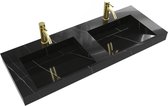 Shower & Design Dubbele hangwasbak in Solid Surface met de look van zwart marmer - L120,2 x B45,2 x H8 cm - TAKOTNA L 120.2 cm x H 8 cm x D 45.2 cm