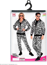 Widmann - Zebra Kostuum - Zebra Camo Zwart / Wit Retro Trainingspak Kostuum - Zwart / Wit - Small - Carnavalskleding - Verkleedkleding