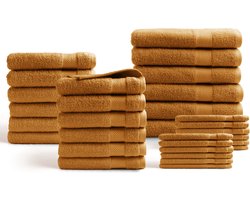 DoubleDry Hotel Handdoeken 30-delig Set - 100% Katoen 500 g/m2 - Zacht & Absorberend - Okergeel DoubleDry Hotel Handdoeken 30-delig Set - 100% Katoen 500 g/m2 - Zacht & Absorberend - Okergeel
