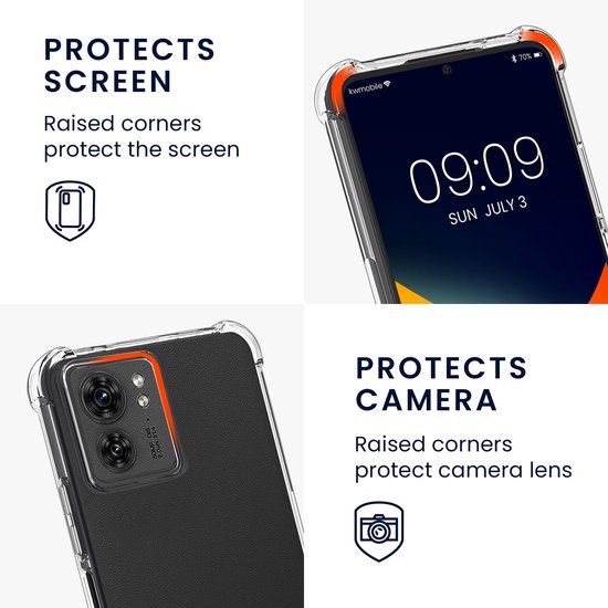 kwmobile coque de téléphone compatible avec Motorola Edge 40 - Coque avec cordon téléphonique - Coque arrière en noir / transparent