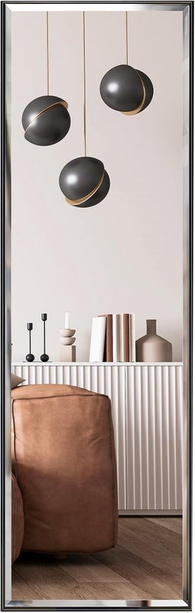 Passpiegel hangend - Passpiegel slaapkamer - 122 x 35 cm - Zwart