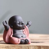 Statues et figurines de Images de Bouddha en céramique - Bouddha Maitreya riant - Sculpture de thé - Klein moine - Accessoires de vêtements pour bébé pour Decor à thé (style Smile Happy , Oranje) - Ornements de voiture