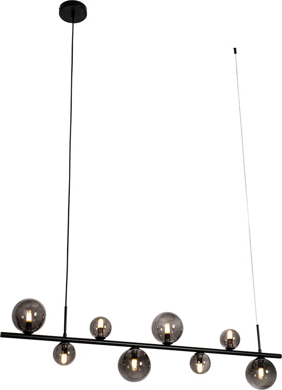 QAZQA monaco - Design Hanglamp eettafel voor boven de eettafel | in eetkamer - 8 lichts - L 110 cm - Grijs - Woonkamer | Slaapkamer | Keuken