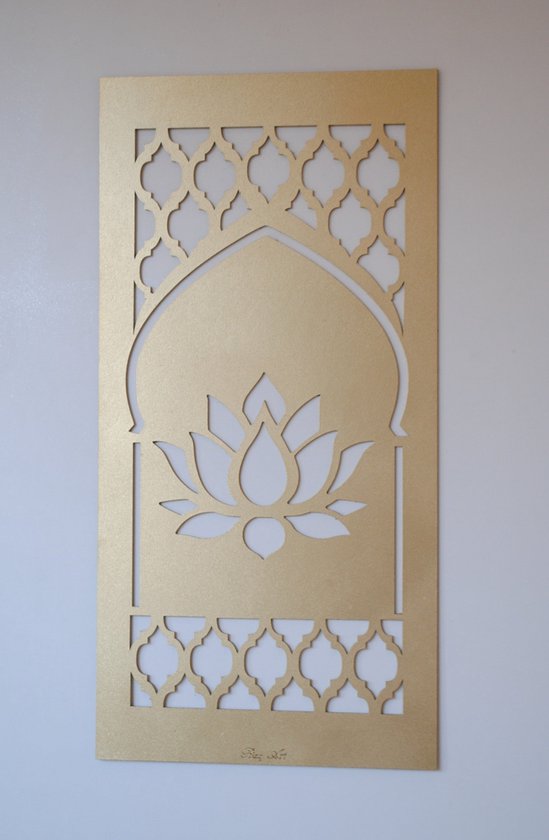 W-6 Lotus wanddpaneel decoratie type (7) - unieke wanddecoratie - 60 x 30 cm