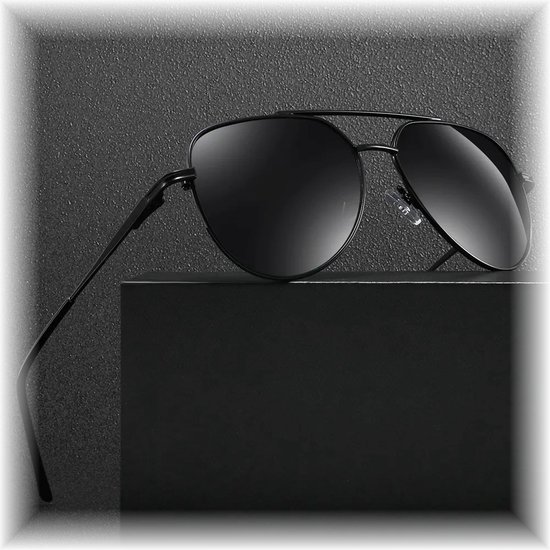Fako Sunglasses® - Pilotenbril - Piloot Zonnebril - Heren Zonnebril - Dames Zonnebril - Model Clark - Zwart van Fako Sunglasses® — afbeelding 4