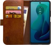 Rosso Element Geschikt voor Motorola Moto G 5G (2023) | Wallet Book Case | Portemonnee Hoesje | 3 Pasjes | Magneetsluiting | Stand Functie | Bruin