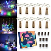 Fissaly 10 Pièces Décoration de Bouteille Lumineuse à LED Colorée avec Piles - Éclairage de Fête & Lampes d'Ambiance - Éclairage de Bouteille - Éclairage d'Ambiance avec 200 Lumières dans une Guirlande Lumineuse pour Bouteilles