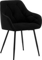 ItsIn® - 2 Stks/set - Gestoffeerde stoelen - Zwart - Rugleuning - Armleuningen - Metalen Poten - Woonkamer - Kantoor - Kaptafel - Keuken - 56x53x83,5 cm - 6,3 kg/Stoel