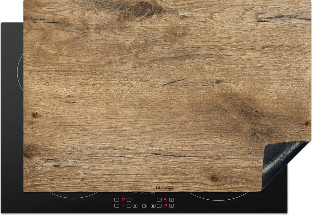 KitchenYeah® Inductie beschermer 76x51,5 cm - Bruin - Houtmotief - Afdekplaat voor kookplaat - Inductieplaat mat - Beschermingsmat - Beschermplaat - Keuken bescherm decoratie - Afdek kookplaten