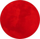 vidaXL - Vloerkleed - HUARTE - laagpolig - zacht - wasbaar - Ø - 100 - cm - rood