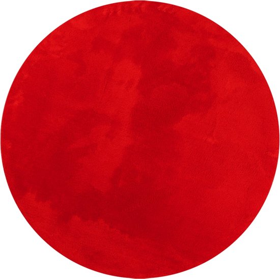 vidaXL - Vloerkleed - HUARTE - laagpolig - zacht - wasbaar - Ø - 100 - cm - rood
