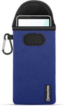 Hoesje voor Sony Xperia 10 VI - MobyDefend Neopreen Pouch Met Karabijnhaak - Insteekhoesje - Riemlus Hoesje - Blauw - GSM Hoesje - Telefoonhoesje Geschikt Voor Sony Xperia 10 VI