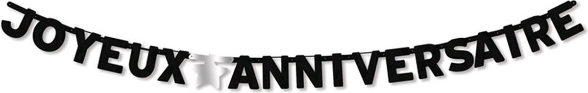 SUD TRADING - Zwarte Joyeux Anniversaire feestslinger