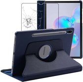 ebestStar - Hoes voor Samsung Galaxy Tab S6 10.5 T860/T865, Roterende Etui, 360° Draaibare hoesje, Donkerblauw + Gehard Glas