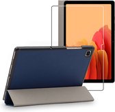 ebestStar - Hoes voor Samsung Galaxy Tab A7 10.4 T505 (2022, 2020), Slanke Design PU Lederen Etui, Automatische Slaap/Wake, SmartCase hoesje, Donkerblauw + Gehard Glas