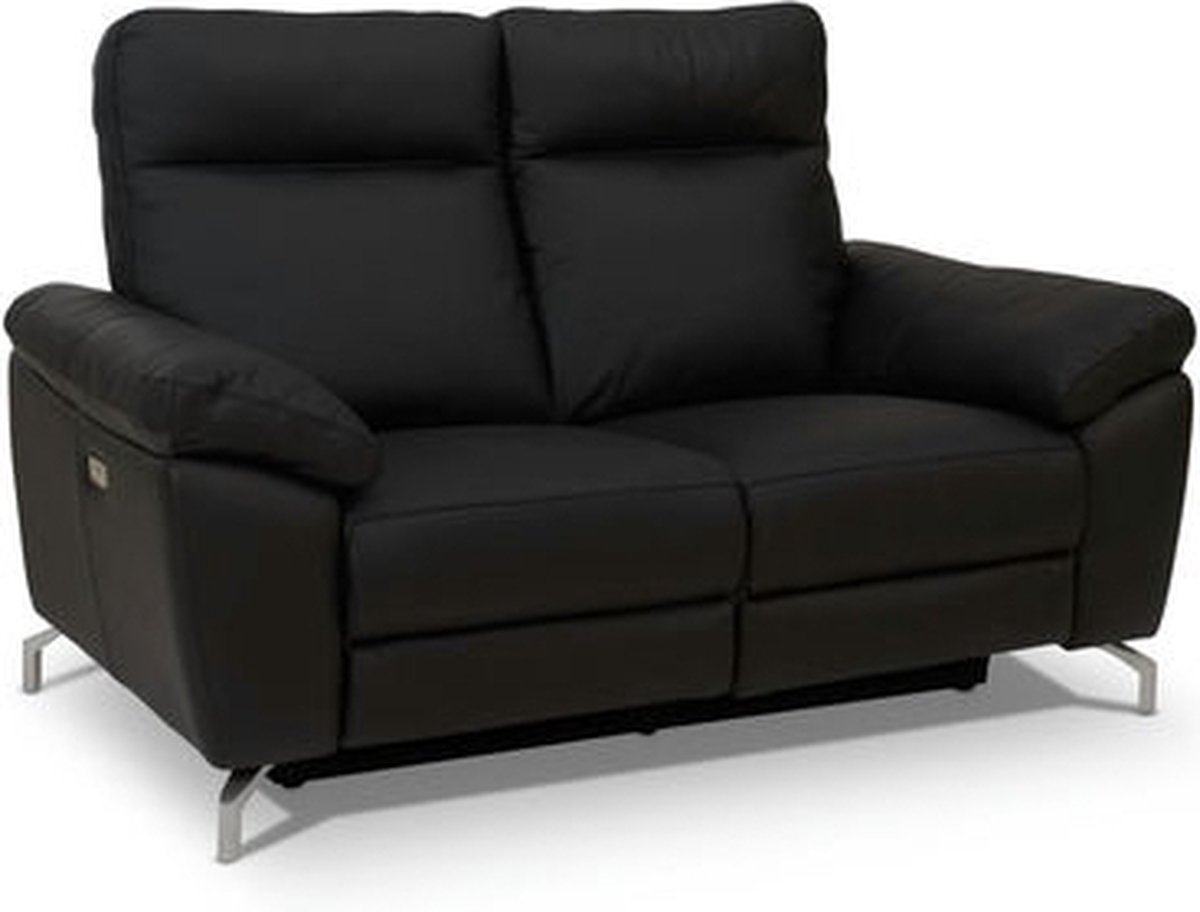 2-Zits Bank Zwart - Metaal/Leer - 162x96x101cm - Selesta