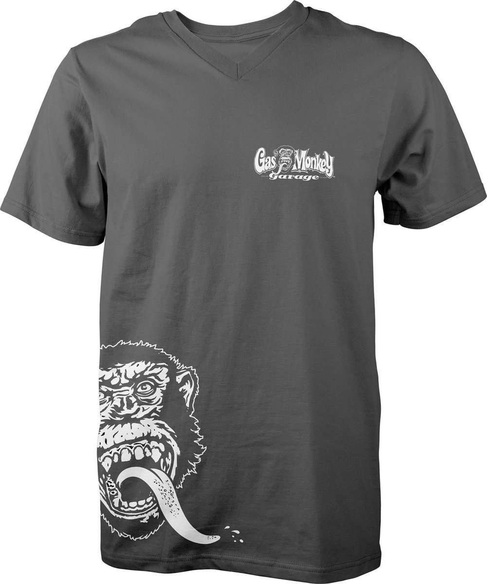 Gas Monkey Garage T-Shirt Large Side Monkey Dark Grey-S