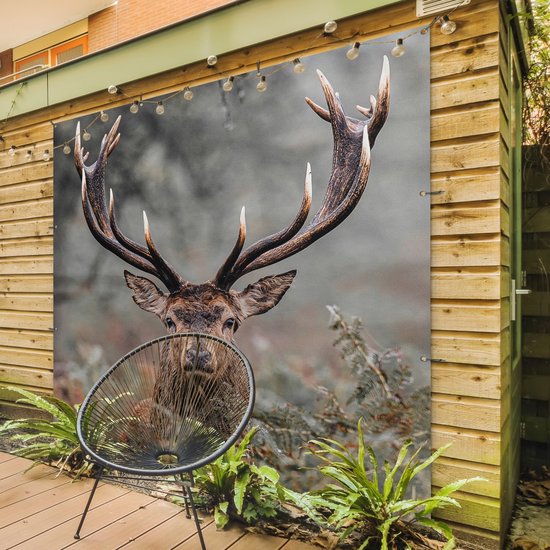 Affiche de Jardin Cerf - Nature - Automne - Animaux de la forêt - 200x200 cm - Toile de jardin - Affiche d'extérieur