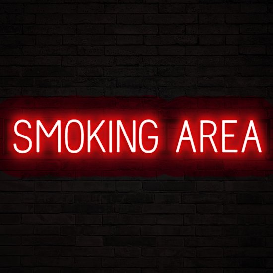 SMOKING AREA - Lichtreclame Neon LED bord verlicht | SpellBrite | 111,88 x 16 cm | 6 Dimstanden & 8 Lichtanimaties | Reclamebord neon verlichting