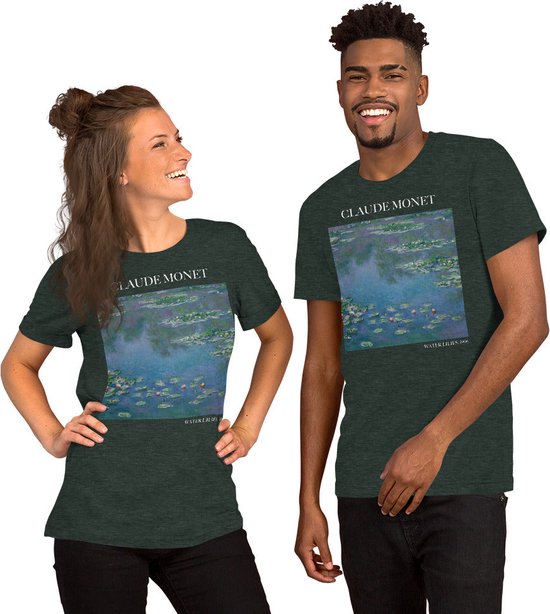 Claude Monet 'Waterlelies' ("Water Lilies") Beroemd Schilderij T-Shirt | Unisex Klassiek Kunst T-shirt | Heather Dust | XL