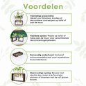 Voordelen: veelzijdige presentatie, flexibele opties (tafel/muur), eenvoudig onderhoud met borstel, meervoudige opslag.