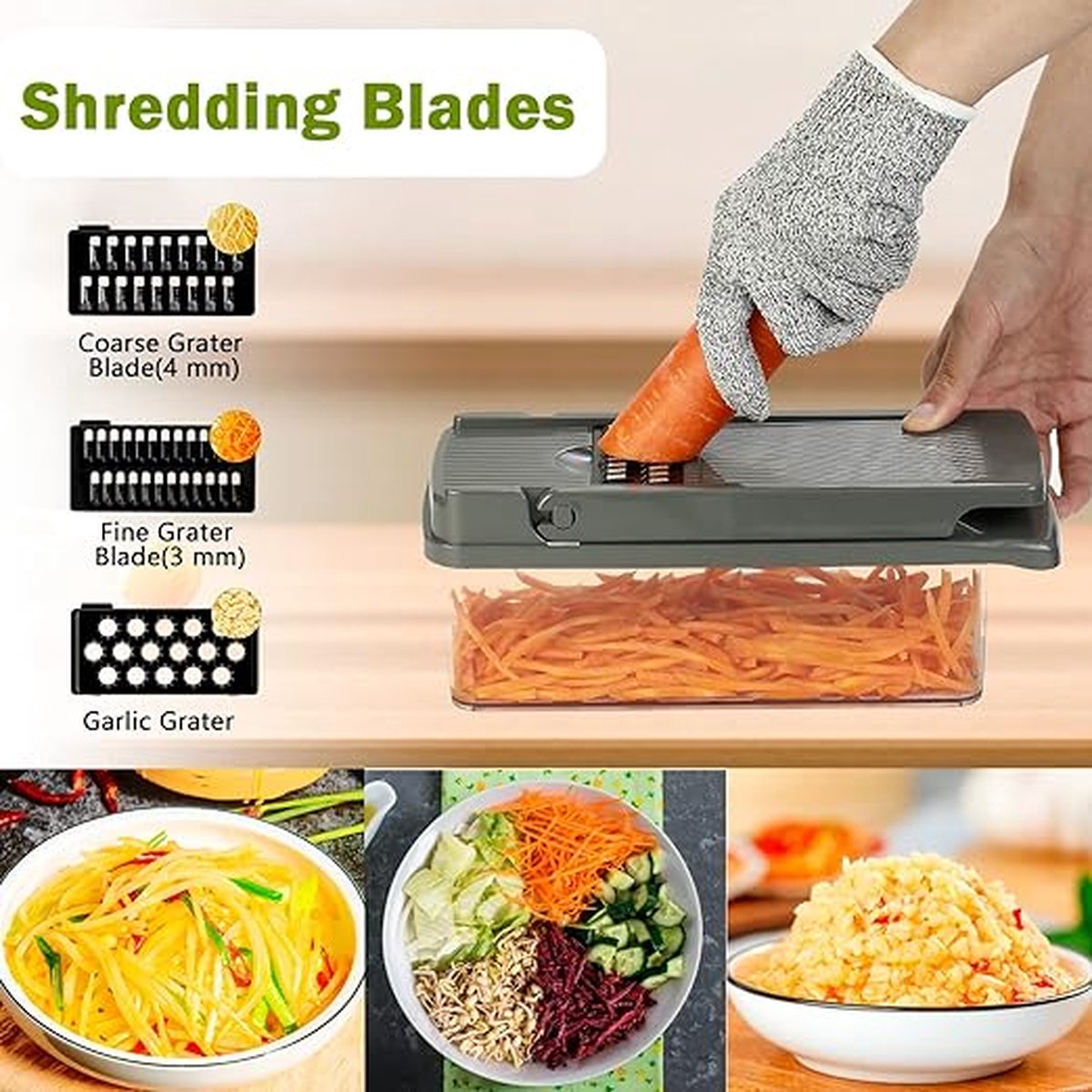 Groentesnijder met verschillende mesjes Mandoline Uiensnijder Vegetable chopper33L x 11.8W x 11.3H centimetres