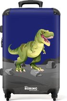 Bol.com NoBoringSuitcases.com® - Kinderkoffer jongen - Dinosaurus - Kindertrolley jongens - Koffer kind groot - Rolkoffer lichtg... aanbieding
