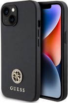 Guess 4G Strass Metal Logo Back Case - Geschikt voor Apple iPhone 15 (6.1") - Zwart