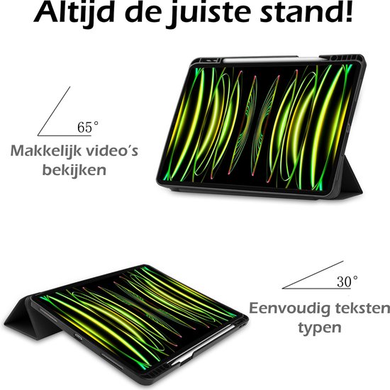 Étui adapté pour iPad Pro 7e génération (11,1 pouces) Étui pour tablette à trois volets avec découpe adapté pour Apple Pencil avec protecteur d'écran - Étui adapté pour iPad Pro 2024 7e génération (11,1 pouces) Étui Bookcase à Hardcover - Zwart