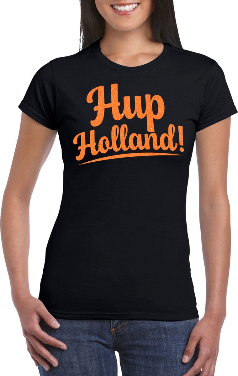 Bellatio Decorations Verkleed T-shirt voor dames - hup holland - zwart - EK/WK voetbal supporter XXL
